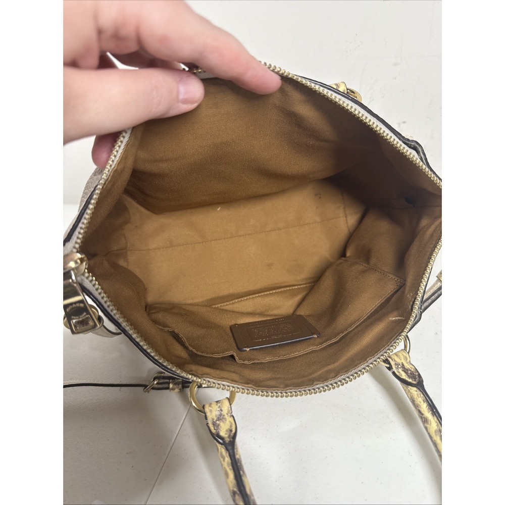Coach Pebble Leather Emma Satchel w/ Signature Canvas and Snake Embossed Leather - Picture 10 of 14